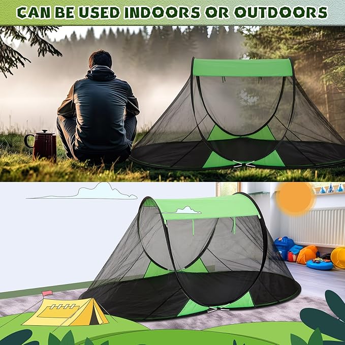 Pop up Mosquito Net Tents for Camping Foldable Pop Tent with Ground Pins Waterproof Freestanding Insect Bug Net for Beach Hiking Summer Outdoor Bed Protection