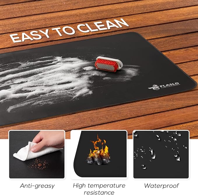 FLASLD 30 x 40 inch Fireplace Mat- Double Layer Fiberglass Fireproof Mat Fire Resistant Mat Fire Retardant Hearth Pad for Wood Stove Fireplace, Protect Floor from Sparks Embers Indoor & Outdoor