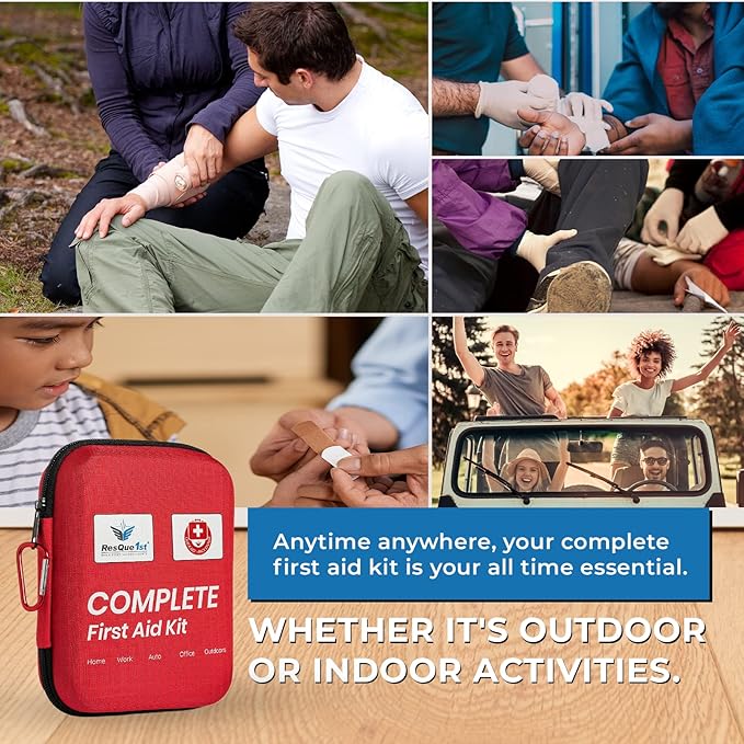 First Aid Kit for Home and Travel Essentials - Ideal for Emergency Car Kit and Camping Essentials - Portable First Aid Kits and Outdoors - Emergency First Aid Kit for Car and Road Trip Essentials