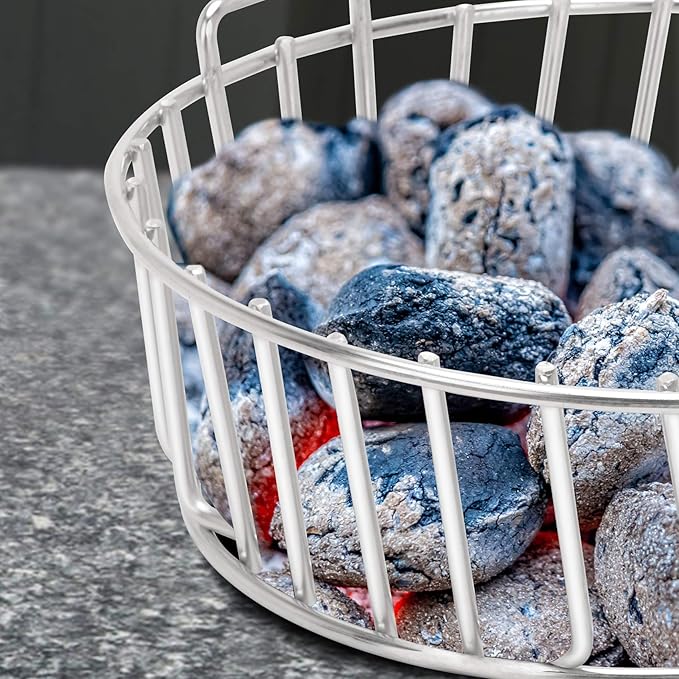 only fire Minimax Charcoal Ash Basket for Big Green Egg, Stainless Steel Grill basketwith Handles for Better Airflow