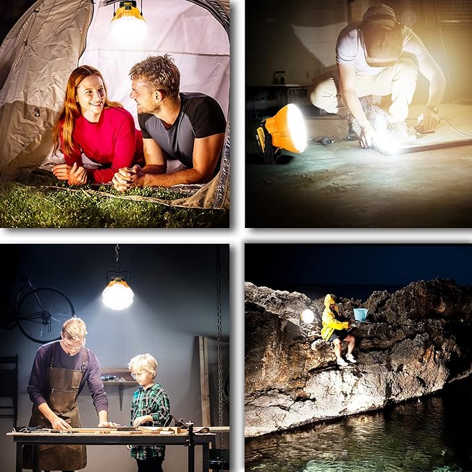Camping Light for Dewalt 20v Battery, Flashlight 20v, Portable Light 2400LM with 4 Modes, Hanging Hook for Tent, Garage, Jobsite, Power Outages, Hurricane, Emergency