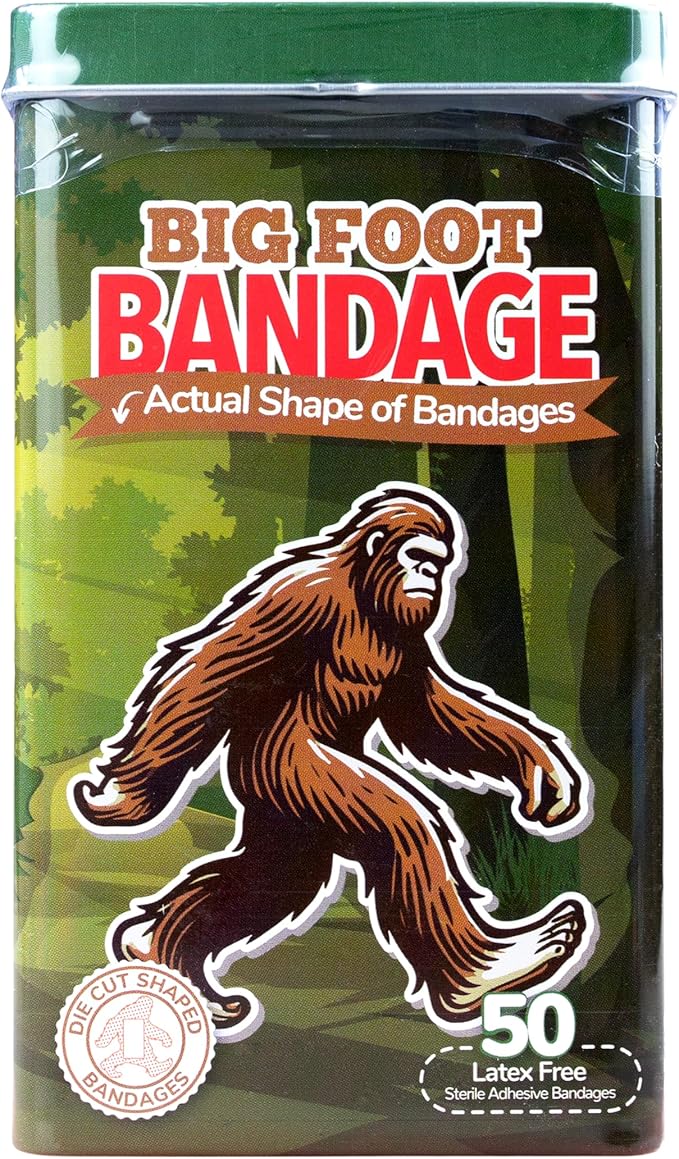 BioSwiss Bandages, Bigfoot Shaped Self Adhesive Bandage, Latex Free Wound Care, Fun First Aid Kit Supplies for Kids and Adults, 50 Count