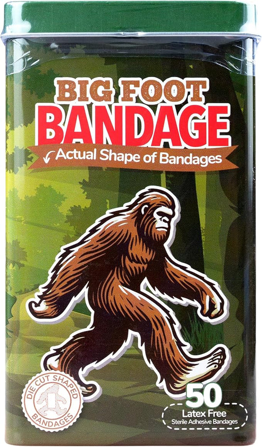 BioSwiss Bandages, Bigfoot Shaped Self Adhesive Bandage, Latex Free Wound Care, Fun First Aid Kit Supplies for Kids and Adults, 50 Count