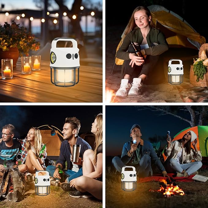 Camping Lantern with Flashlight Rechargeable, Power Bank, IPX4 Waterproof, USB-C Cable LED Camping Tent Light for Spotlight, Camping, Hiking, Hurricane, Emergency
