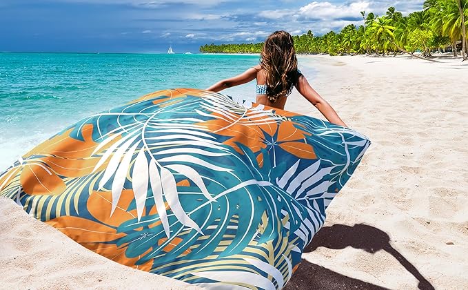 AISPARKY Beach Blanket Waterproof Sandproof, Oversized Large Beach Mat 79" X 83"/120"x108" for 1-8 Adults, Quick Drying&Compact&Lightweight, Picnic Mat Vacation Essentials for Beach Camping Travel