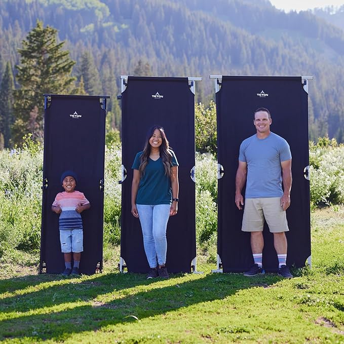 Teton Camping Cot with Patented Pivot Arm, Folding Camping Cot, Durable Heavy Duty Canvas, Comfortable Sleeping Bed for Adults, Portable