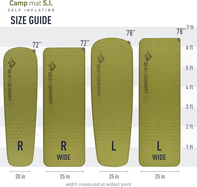 Sea to Summit Camp Self-Inflating Foam Sleeping Mat for Camping and Backpacking, Rectangular - Regular (72 x 25 x 1.5 inches)