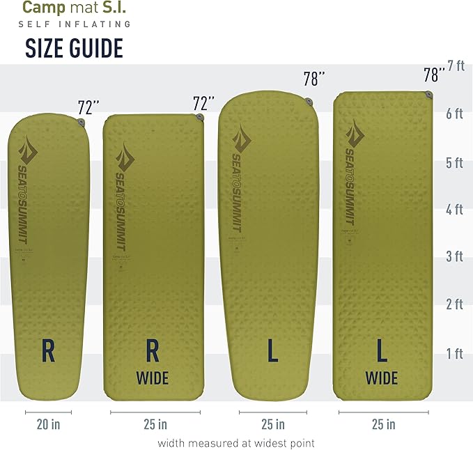 Sea to Summit Camp Self-Inflating Foam Sleeping Mat for Camping and Backpacking, Rectangular - Regular (72 x 25 x 1.5 inches)