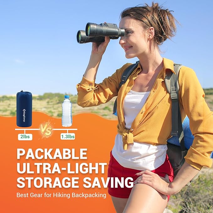 KingCamp Self Inflating Camping Mattress with Built-in Foot Pump, Connectable Durable Inflatable Sleeping Mat with Pillow, Compact Camping Air Mattress for Hiking