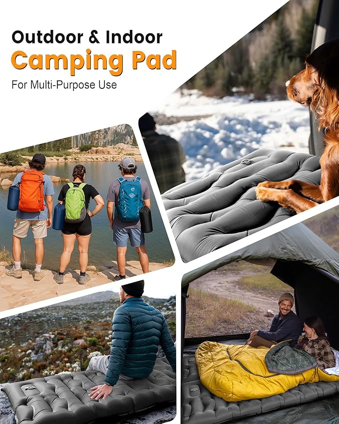 Camping Sleeping Pad,5.9 Inch Thick Camping Mat with Built in Pillow and Foot Pump,Self Inflating Sleeping Pad Ultralight for Camping Backpacking Tent(Green