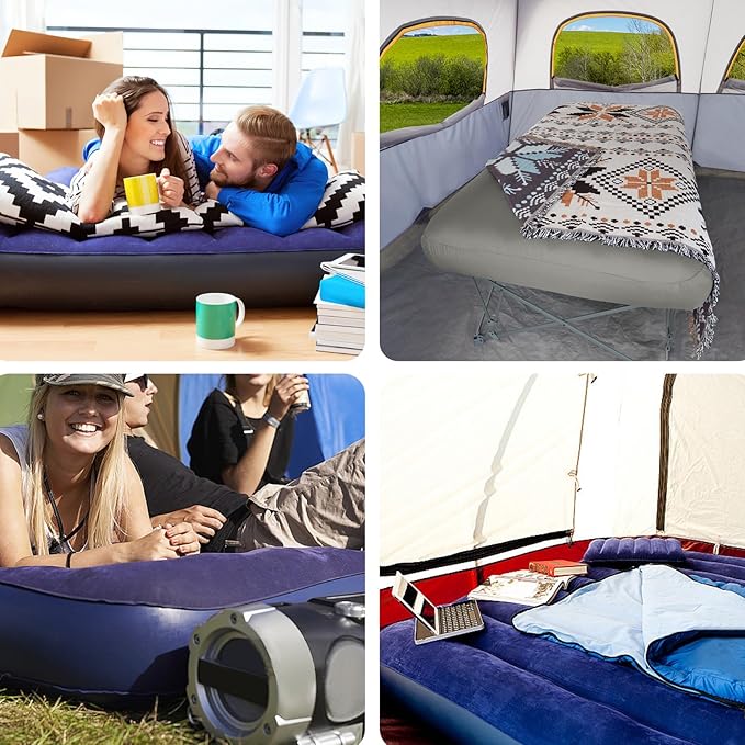 KAMPKEEPER Camping Cot,Folding Camping Bed with Inflatable Air Mattress and Carry Bag,for Outdoor Travel Camp Beach Vacation,(not Included The Airpump)