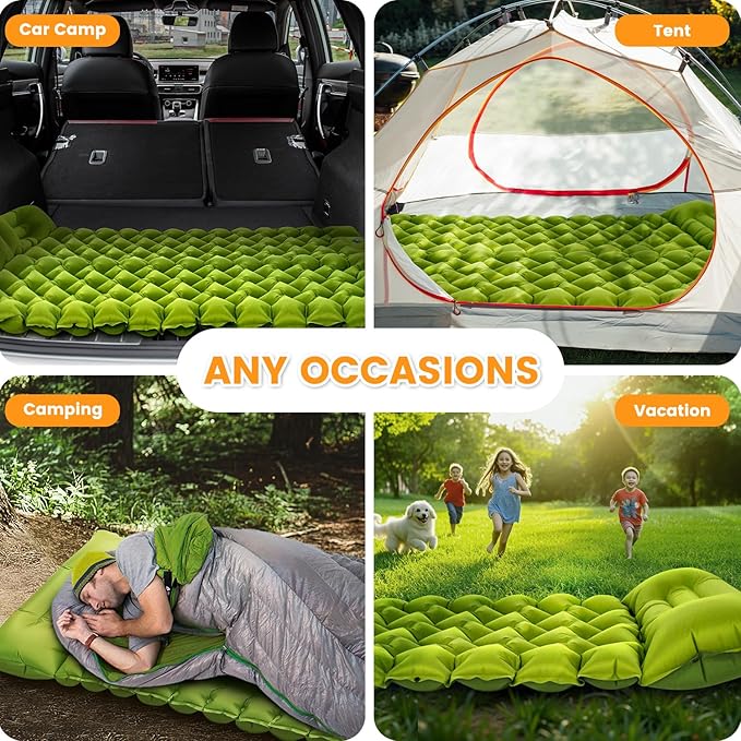 Camping Sleeping Pad, Ultralight Camping Mat with Pillow Built-in Foot Pump, Inflatable Sleeping Pads Compact for Travel, Camping Backpacking Hiking Tent Car Camp Gear
