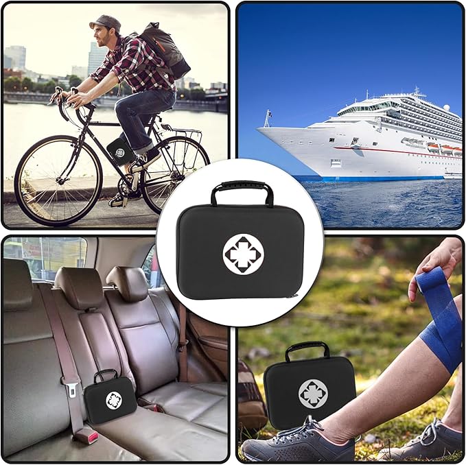 Home-Travel First-Aid Emergency-Kit Camping-Essentials - 299Pcs Car Survival Set First Aid Handheld Bag Multiple Purpose Black Case Outdoor Backpacking Gear for Disaster Preparedness YIDERBO