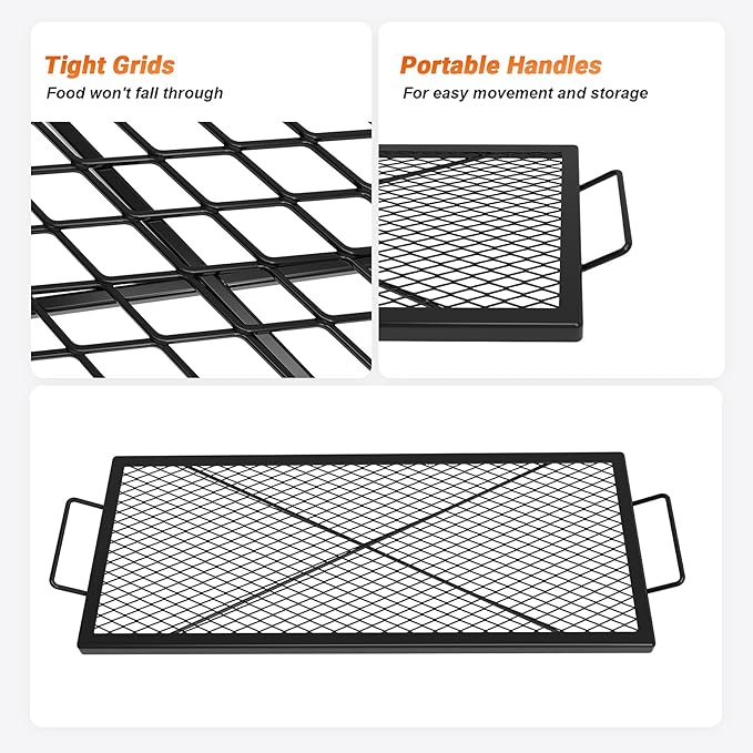 onlyfire Barbecue Rectangle X-Marks Fire Pit Cooking Grate, 36-Inch
