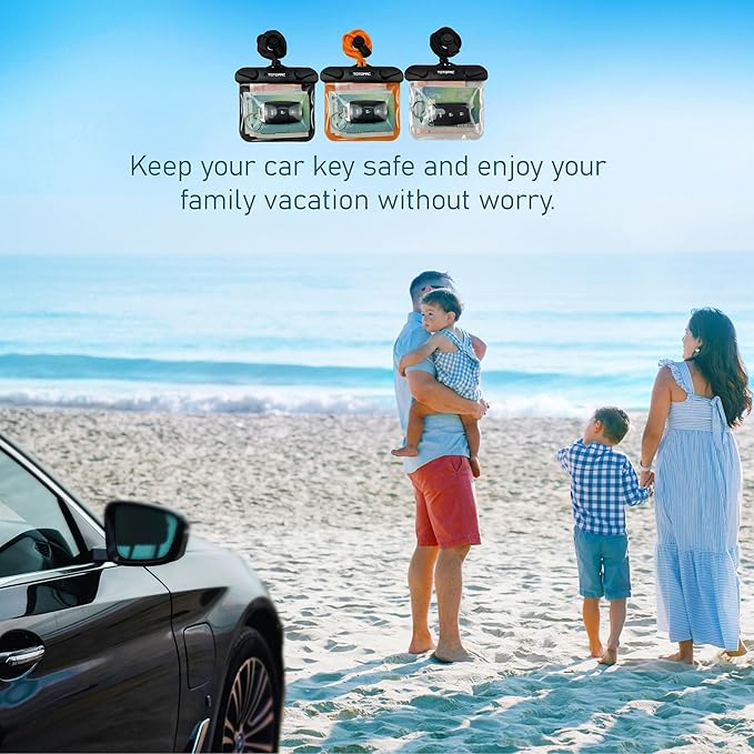 2Pack Waterproof Car Key FOB Case Floating Wallet Pouch for Remote Keys ID Credit Card Cash Money Submersible Dry Bag Holder (2, Orange + Orange)