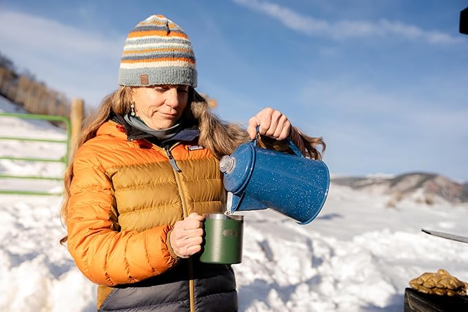 GSI Outdoors Percolator Coffee Pot | Enamelware Campfire Coffee Boiler Kettle for Outdoor Camping Cookware, Cabin, RV, Kitchen, Hunting & Backpacking