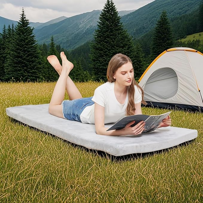 Foam Camping Mattress - Portable Roll Up Sleeping Pad for Car, Tent, Cot & Floor - Waterproof, Comfortable & Compact with Travel Bag