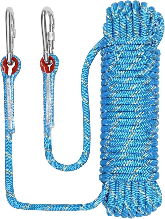 1/2 in x 32 FT Boat Marine Rope for Canyoneering, Floating, Fishing, Rafting, Camping, Hiking, Hunting, Anchor, Arborist Tree, Rafting, Rescue Nylon/Polyester Blue with Hook