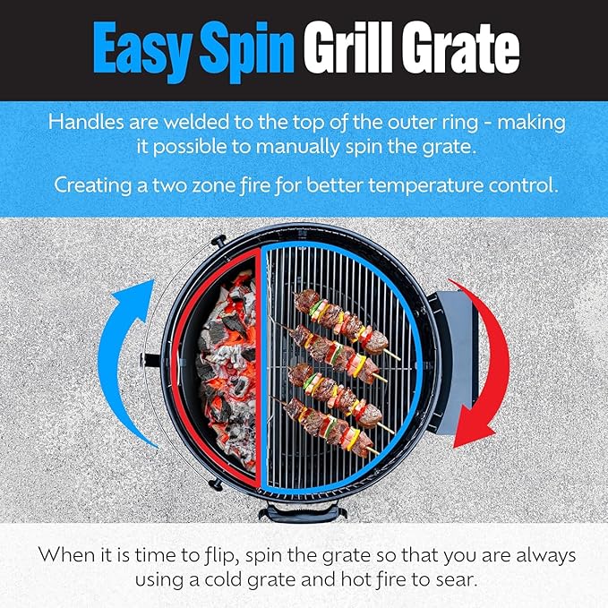 SnS Grills Slow ‘N Sear® 5-Piece Cooking System - Patented Charcoal Basket with Removeable Water Reservoir, EasySpin Grate, Drip Pan for Low ‘N Slow Smoking & Charcoal Grilling on Big Green Egg XL