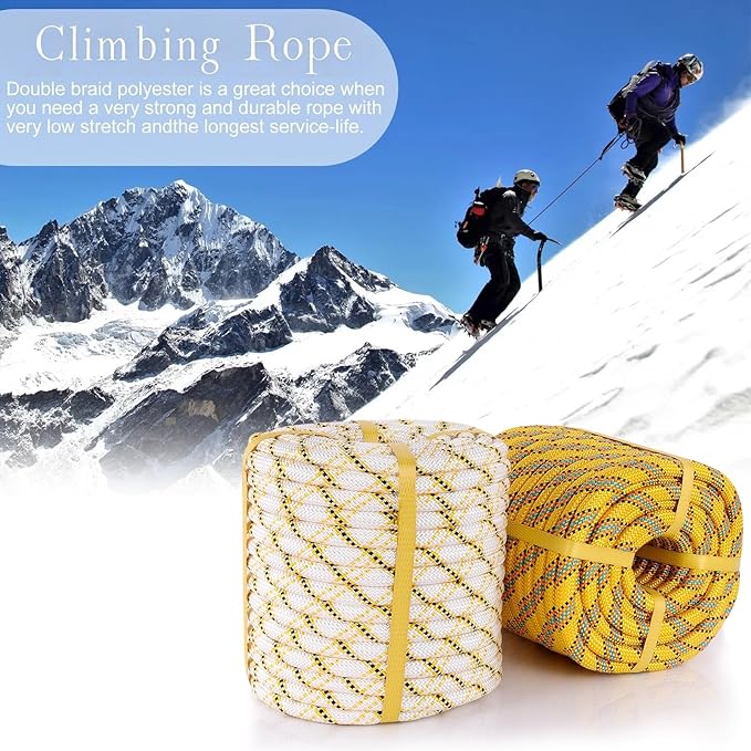 Arborist Rope Climbing Rope 48 Strands Polyester Rope(1/2in x 100 ft) for Climbing Tree Swing Pulling Sailing