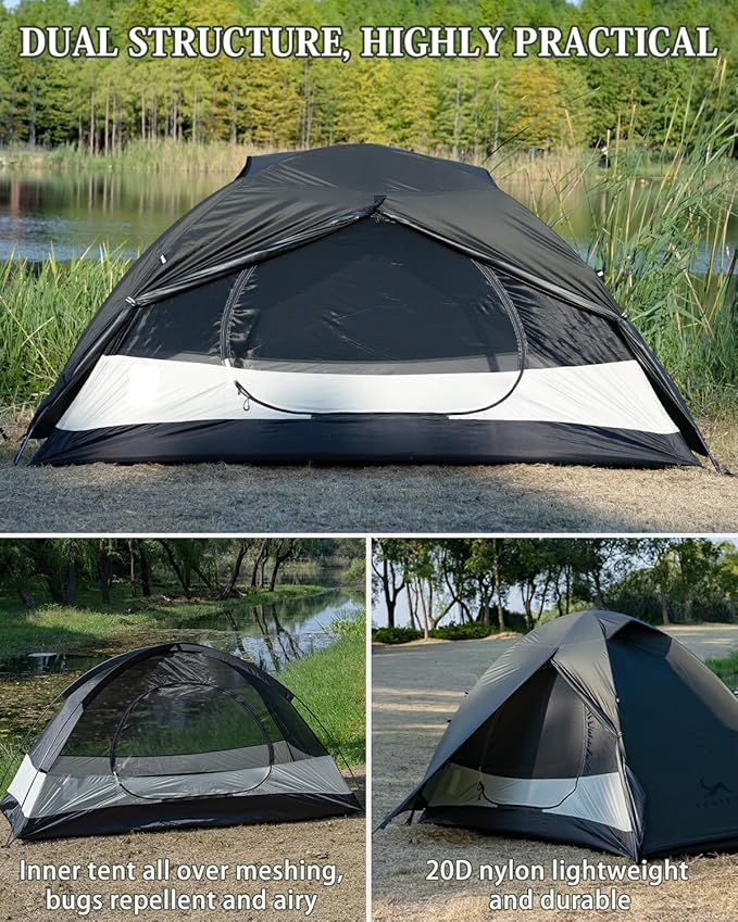 MC TOMOUNT Backpacking Tent 2 Person Tent Waterproof Lightweight Tent for Outdoor Camping Hiking