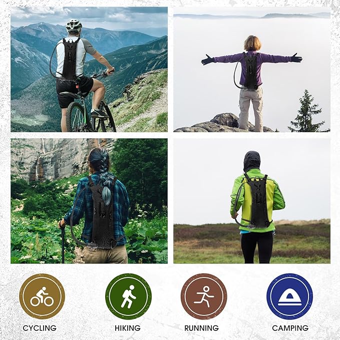 Sanwuta 2 Pcs Hydration Backpack with 3 Liter Water Bladder Tactical Lightweight 17.72 x 7.87 Inch Hydration Pack Backpack Water Backpack Hydration Bag Water Bag for Hiking Running