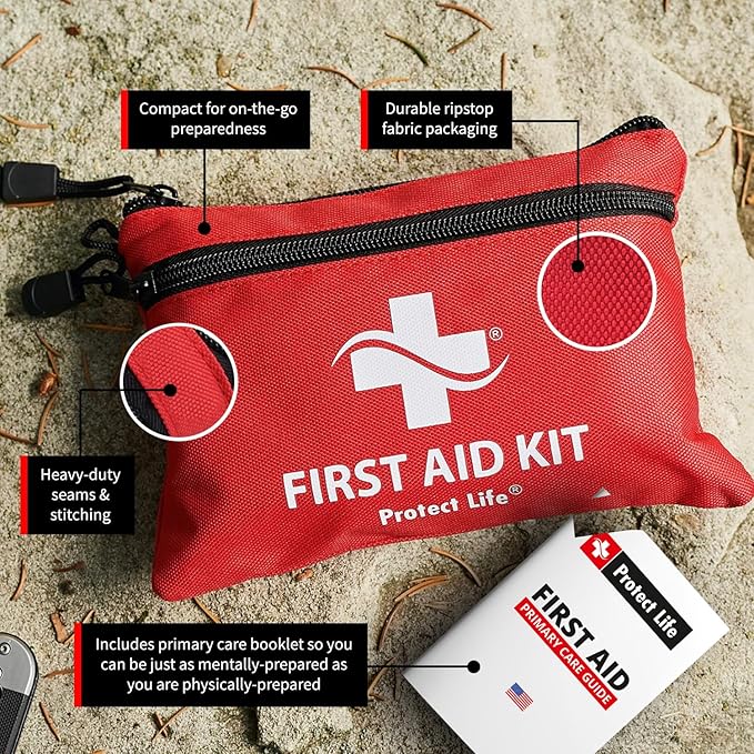 Protect Life Survival First Aid Kit for Home/Business, Camping Survival Kits | Mini Travel First Aid Kit | Camping Equipment | Small Kits for Car | Outdoor Emergency Survivals Pack