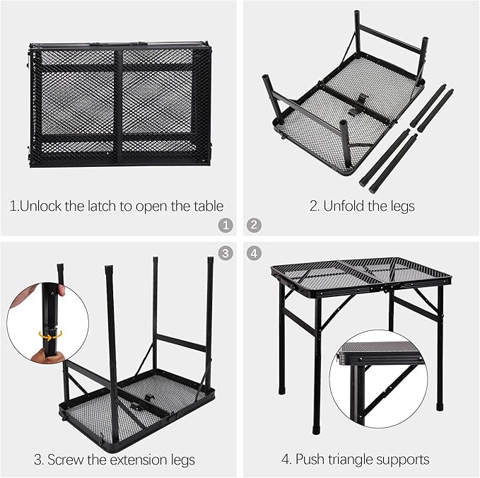 Small Folding Table for Camping Picnic Grill,Garden BBQ Side Table-Portable Lightweight,Compact,Height Adjustable Patio Outdoor Table with Carry Bag