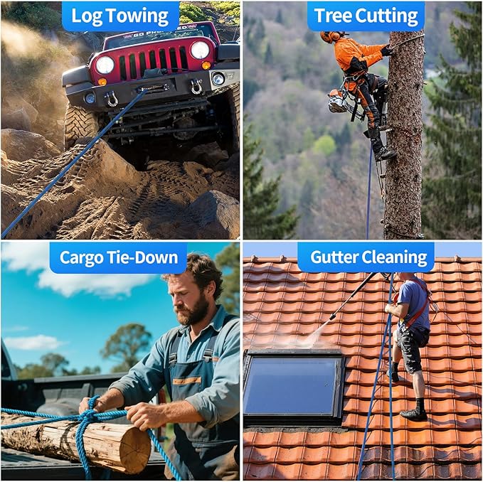 150Ft 1/2 Inch Heavy Duty Climbing Rope - for Tree Swing, Pulling, Outdoor & Gym Use (Blue)