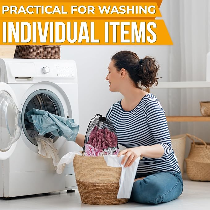 Mesh Bags Drawstring 5Pcs S – Strong, Lightweight, Breathable Mesh Bag with Quick-Dry and Tear-Resistant Design – Easy to Tighten and Adjust for Travel, Sports, Swimming, and Ball Storage