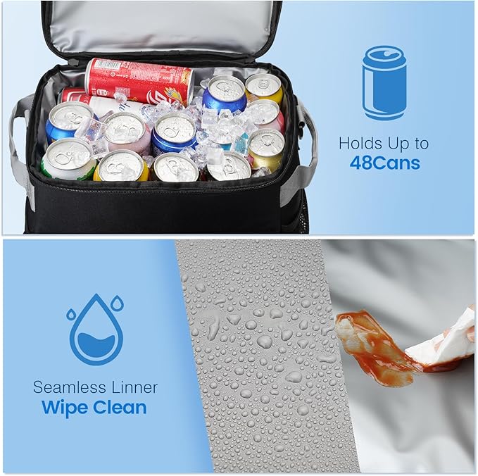 Rolling Cooler with Wheels, Heavy Duty Leakproof Soft-Sided Ice Chest, 12Hrs Ice Retention & Enhanced Stability Wheeled Coolbag, Insulated Travel Cooler for Camping,Grocery,Beach,Outdoor