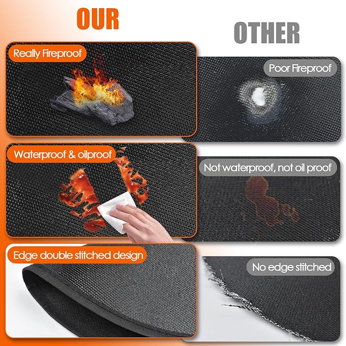 Fire Pit Mats for Under Fire Pit Compatible with Solo Stove Accessories Compatible with Solo Stove, 3-Layer Fireproof Under Grill Mats for Outdoor Grill to Protect The Deck, Patio, 58.5in