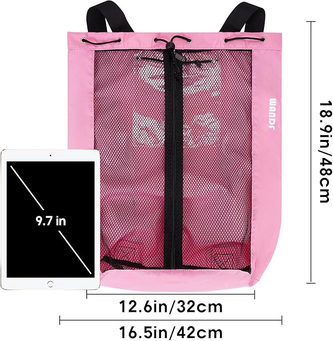 WANDF Swim Bag Mesh Drawstring Backpack Beach Backpack for Swimming, Gym, and Workout Gear
