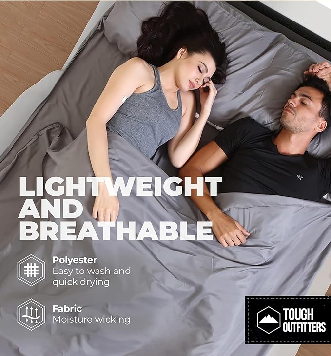 Sleeping Bag Liner - Adult Sleep Sack & Travel Sheets for Hotel - Travel Sleep Sack, Camping Sleeping Bag Liners for Cold Weather