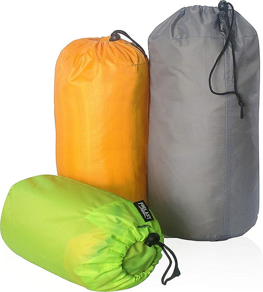Frelaxy Stuff Sack Set 3-Pack (3L&5L&9L), Ultralight Ditty Bags with Dust Flap for Traveling Hiking Backpacking