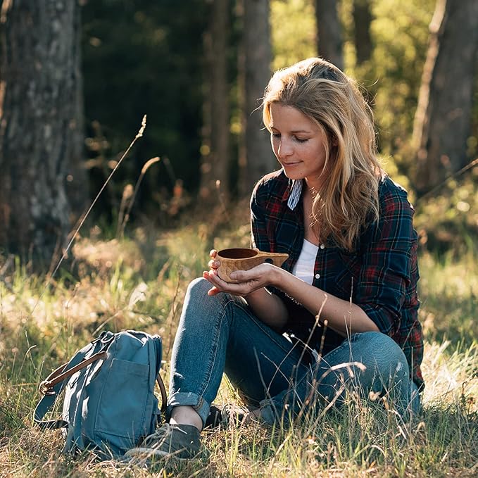 Kuksa Wooden-Mug - 12 oz Wood Coffee Cup for Camping, Hiking, traveling