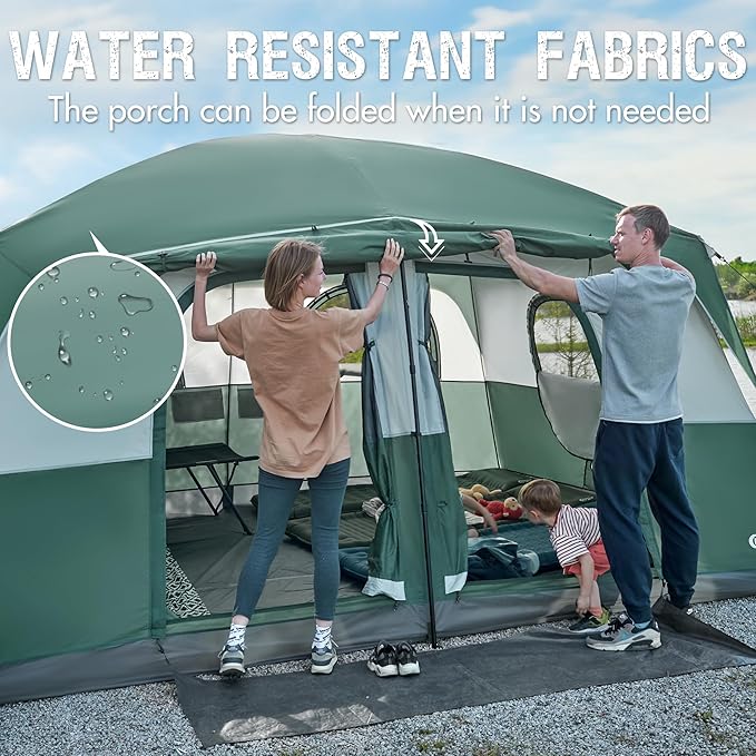 PORTAL 6 | 8 | 10 Person Family Camping Tent with Porch, Big Family Camping Tent with Tall Height, Good Ventilation, Water Resitant Large Tent for Outdoor Camping, Backyard