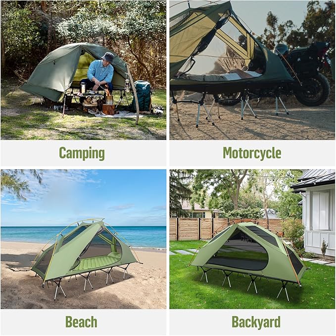 Night Cat Camping Cot Tent - Waterproof 1-Person Off-Ground Combo Cot Bed for Adults Portable Easy Set-up Tent