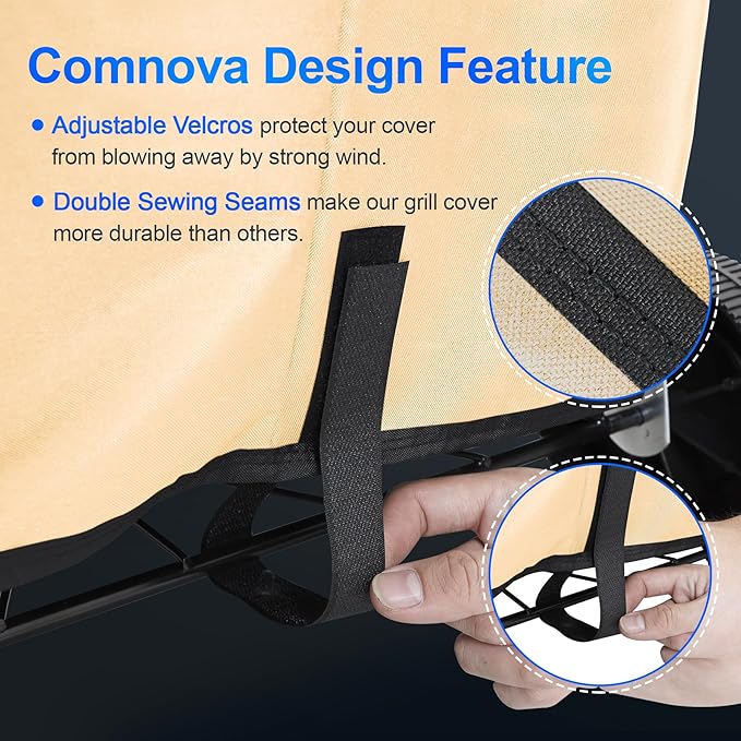 Comnova Charcoal Kettle Grill Cover - 600D BBQ Cover for Weber 22 Inch Grill, Waterproof & Heavy Duty