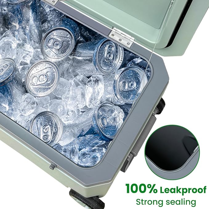 34-127 Quart Insulated Portable Cooler with Heavy Duty Wheels Keeps Ice for up to 5 Days, Great for Drink, Beach, Camping, Tailgating, Sports, & More