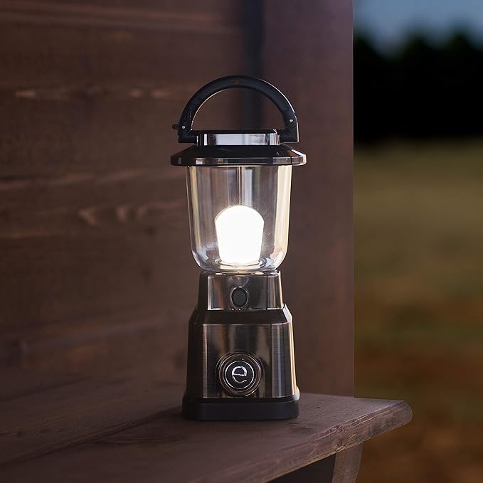 Enbrighten LED Mini Lantern, Battery Operated, Bright White, 200 Lumens, 40 Hour Runtime, 3 Light Levels, Ideal for Outdoors, Camping, Hurricane, Storm, Tornado & Emergency, Bronze, 36578