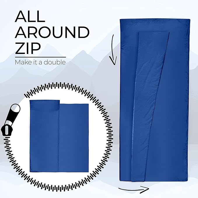Sport 2-in-1 Sleeping Bag Liner and XL Sized Travel Sheet - Ultra Lightweight Sleep Liner Double Travel Bed Sheet - Inlett Inlay