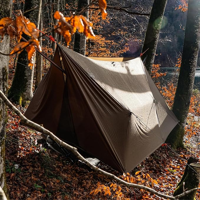 onewind 12×10 ft Hammock Tarp, Ultralight Versatile Camping Tarp Lightweight Waterproof Silnylon Hammock Rain Fly with Doors, Easy to Setup with Stuff Sack Tent Stakes, Dark Grey