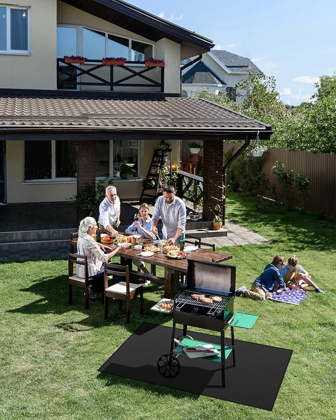 65 x 40 inch Heavy Duty Large Under Grill Mats for Outdoor Grill, Double-Sided Fireproof, Waterproof, Oil Proof Deck and Patio Protector Mat, BBQ Mat Grill Floor Mats Fireplace Fire Pit Mat