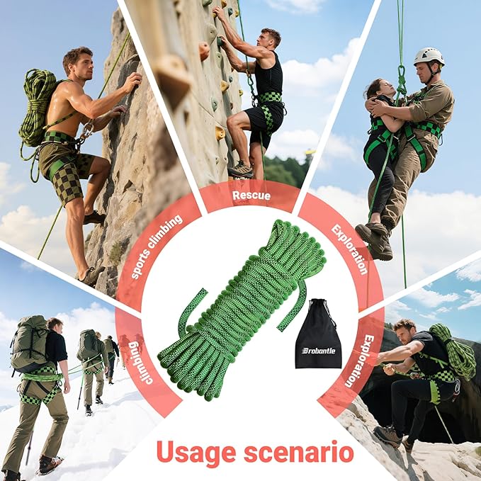 10.5mm Climbing Rope,Static Rock Climbing Rope for Escape Rope Ice Climbing Equipment Fire Rescue Parachute