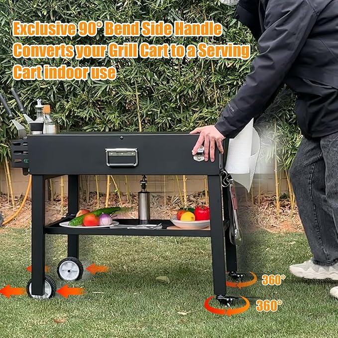 Portable Grill Stand for Ninja Woodfire Outdoor Grill OG701 OG751 & OO101 Pizza Oven, Blackstone 17"/22" Griddle, Ooni Pizza Oven, Outdoor Grill Cart with 4 Wheels