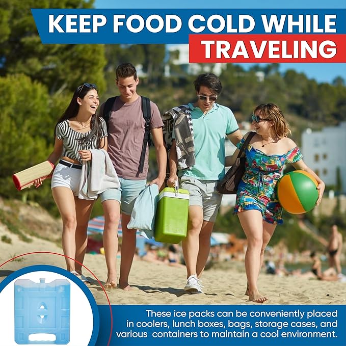 Reusable Jumbo Ice Pack - Long Lasting - Perfect for Keeping Food Or Beverages Cold, Coolers, Camping, Beach Coolers, Hiking & More, Clear Blue