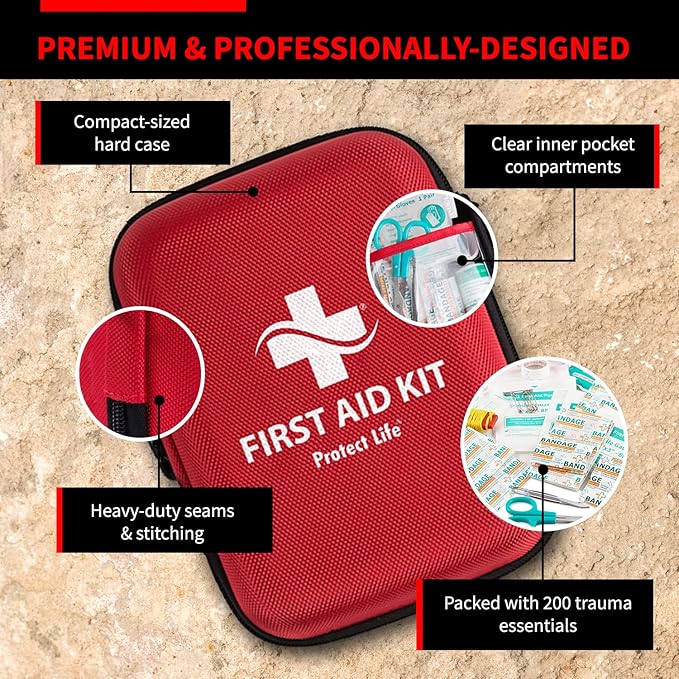 Protect Life Survival First Aid Kit for Home/Business, Camping Survival Kits | Mini Travel First Aid Kit | Camping Equipment | Small Kits for Car | Outdoor Emergency Survivals Pack