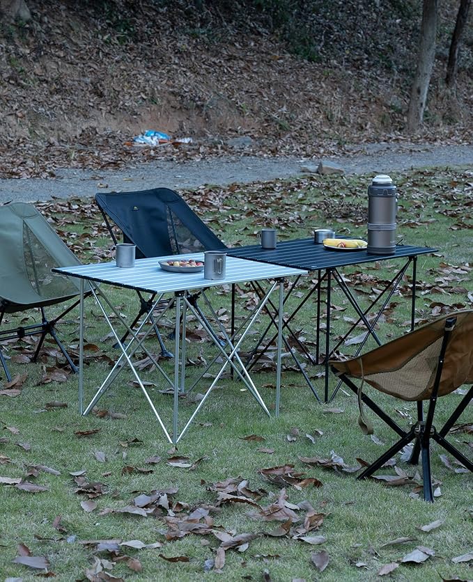 iClimb Ultralight Compact Camping Folding Table with Carry Bag (Reinforced Silver - XL)