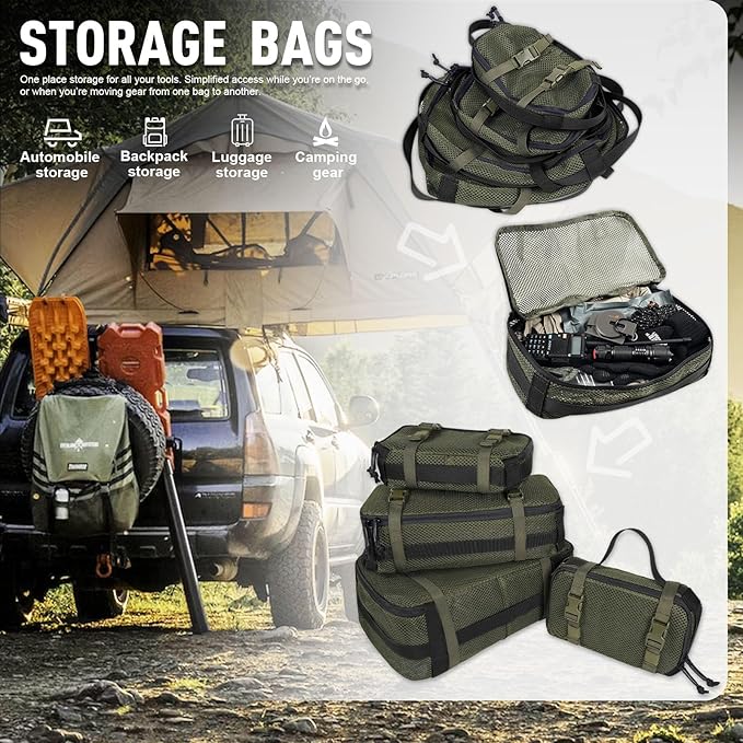 4 Set Tactical Packing Cubes ,Compressible Mesh Duffle Storage Bag,Portable Edc Molle Pouch Organizer.
